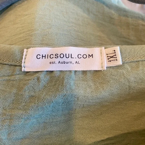 Chicsoul casual chic Boho wide eyed gaze babydoll style top in sage size 1X NWOT - Picture 6 of 6